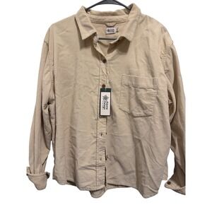 Alpine Design Womens XL Tan Organic Cotton Corduroy Button Down Shirt NWT